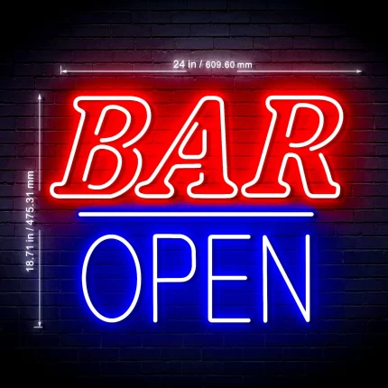 Bar Open Ultra-Bright LED Sign with Remote (Neon-Style, LED Technology)