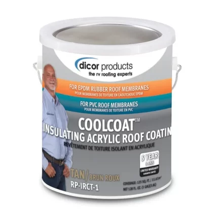 Dicor Corp. RP-IRCT-1 CoolCoat Insulating Acrylic Rubber Roof Coating, Tan - 1 Gal