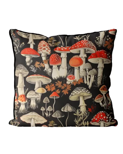 Scarlet Hat Woodland Mushroom Cushion / Throw Pillow