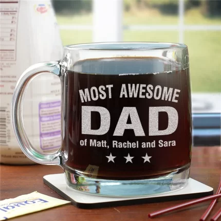 Engraved Most Awesome Parent Glass Mug - Custom Parent Appreciation Mug