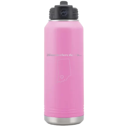 Personalized Indiana Heart 32 oz Water Bottle - Light Purple