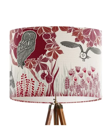 Country Lane Owls, FIRE, Lamp shade, Drum, Pendant Lighting