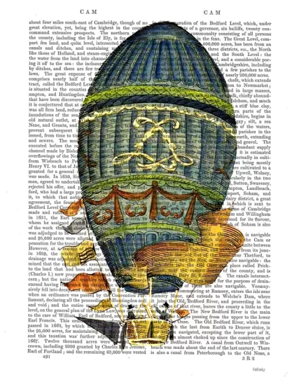 Blue Cylindrical Vintage Hot Air Balloon, Book Print, Art Print, Wall Art