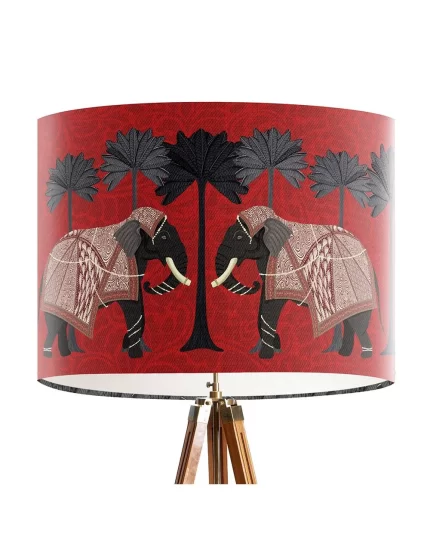 Elephant Under Palms Ruby, Animalia, Lamp shade, Drum, Pendant Lighting