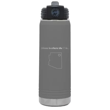 Personalized Arizona Heart 20 oz Water Bottle - Dark Gray