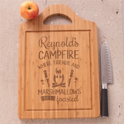 Engraved Campfire Friends & Marshmallows Cutting Board - Personalized Gift