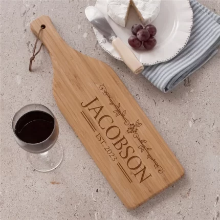 Engraved Grape Vine Wine Cutting Board - Name & Established Date Design
