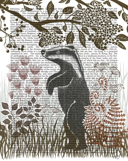 Country Lane Badger 4, Earth, Book Print, Art Print, Wall Art