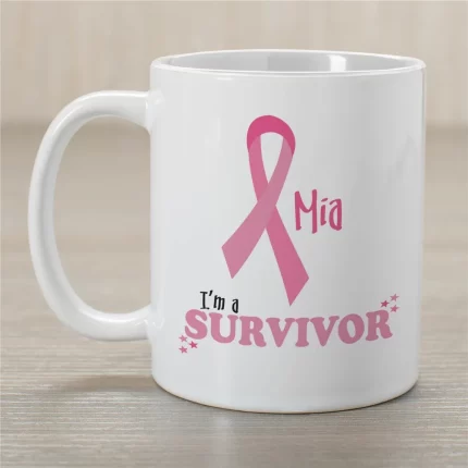 I'm a Survivor - Breast Cancer Awareness Personalized Coffee Mug - Inspirational Survivor Mug