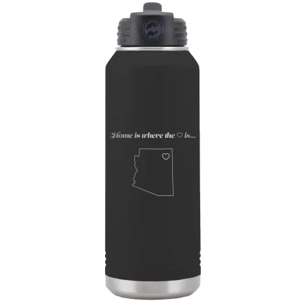 Personalized Arizona Heart 32 oz Water Bottle - Black
