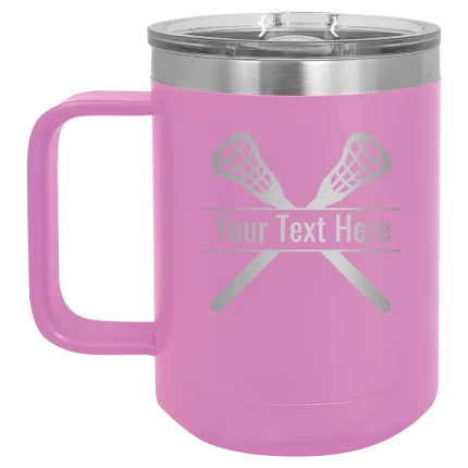 Personalized Lacrosse 15 oz Mug - Light Purple