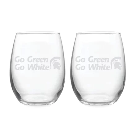 21oz Michigan State Spartans Etched Slogan Stemless 2 Pack