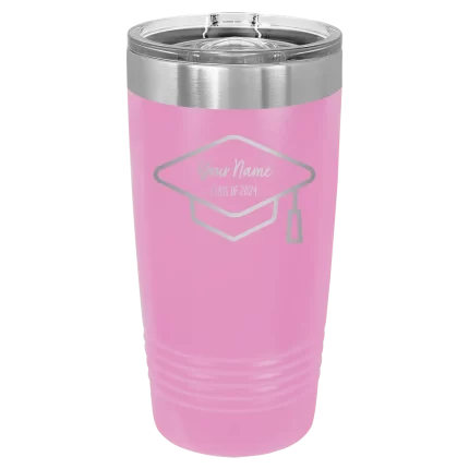 Personalized 2 lines Grad Name and Class 20 oz Tumbler - Light Purple
