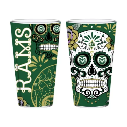 Set of 2 Colorado State Dia de los Muertos Pint Glasses