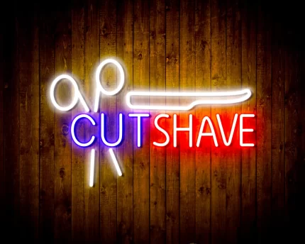 Barber Hair Cut Shave Flex Silicone LED Sign (Neon-Style, LED Technology)