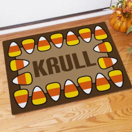 Candy Corn Halloween Personalized Doormat - Custom Holiday Welcome Mat