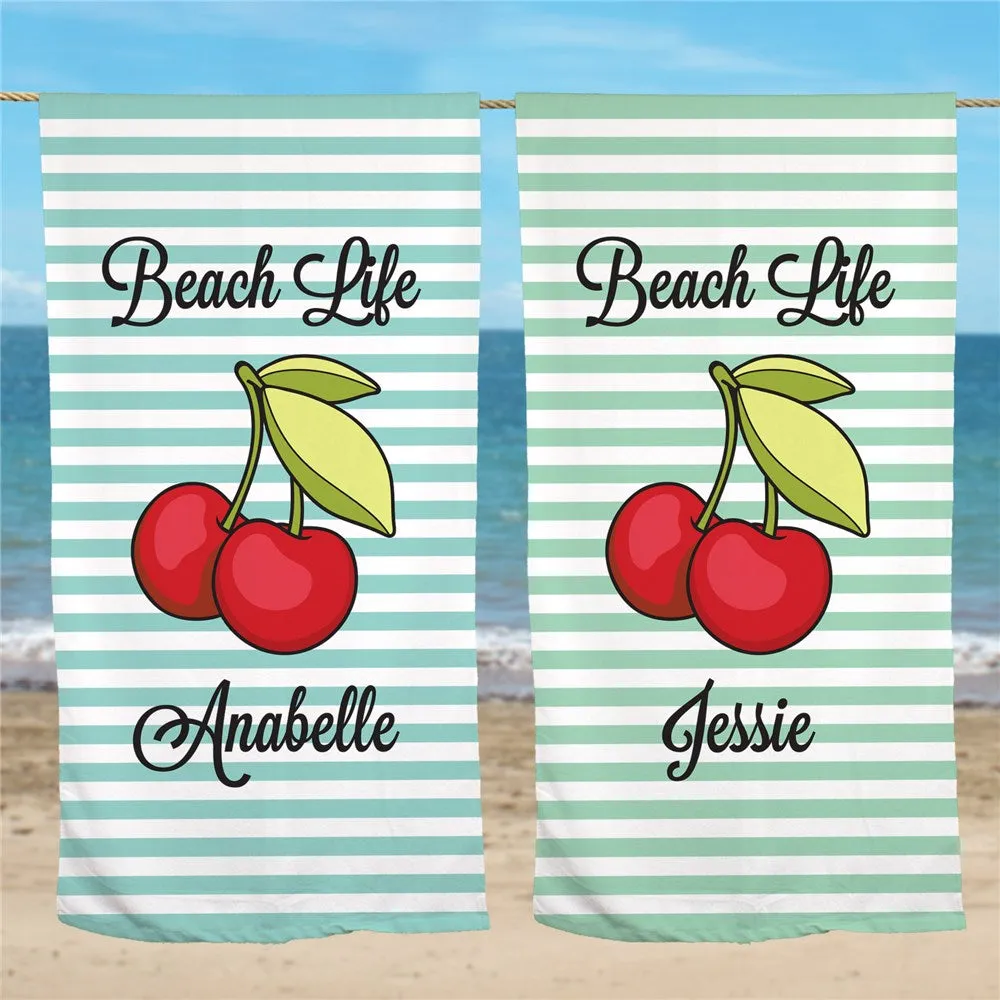 0oCherry-Stripe-Personalized-Beach-Towel-Summer-Fun-Design