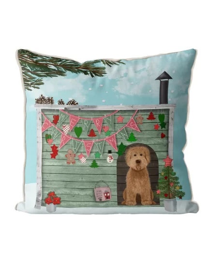 Christmas Dog Kennel - Homespun, Cushion / Throw Pillow