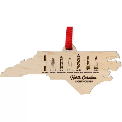 NC Lighthouse Skyline Ornament - Crafted from Cherry or Maple