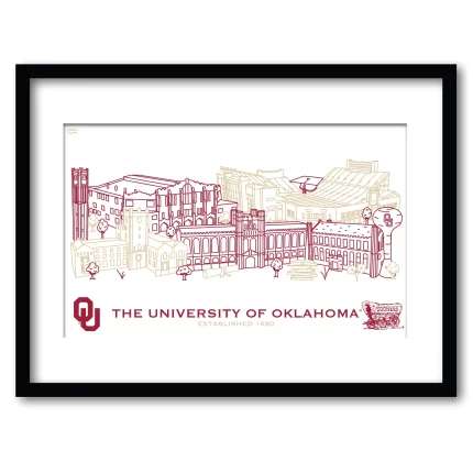 Oklahoma Sooners Framed Campus Line Wall Art 11" x 14"
