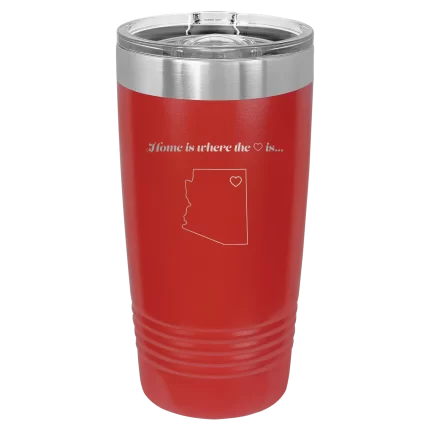 Personalized Arizona Heart 20 oz Tumbler - Red