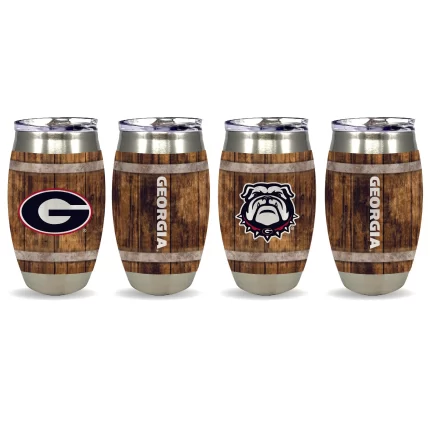 Set of 4 15oz Georgia Bulldogs Barrel Tumbler