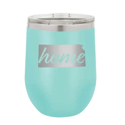 Personalized Kansas Home Wine Cup - Teal