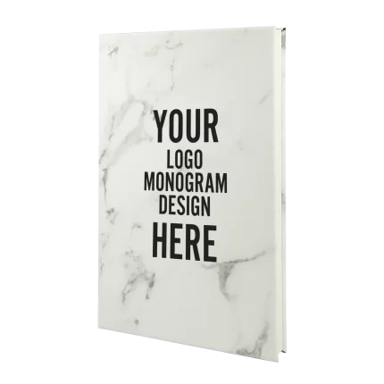 Personalized Leatherette Sketch Book 5.25" x 8.25" (Blank Pages) - White Marble