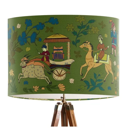 Procession on Green, Lamp shade, Drum, Pendant Lighting