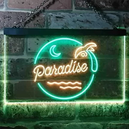 Beach Palm Tree Paradise Island LED Light Sign