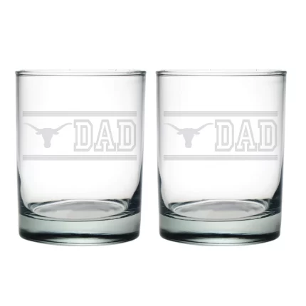 14oz Texas Longhorns Etched Dad DOF 2 Pack