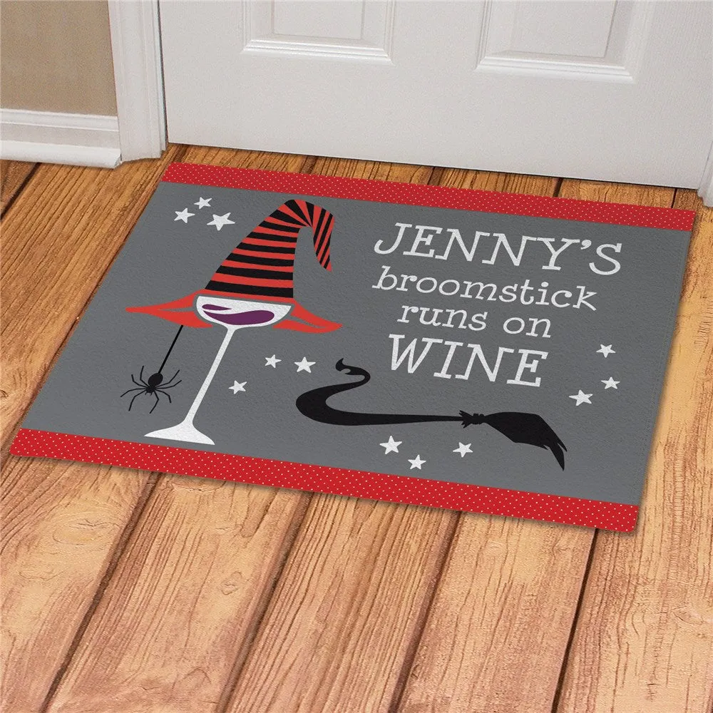 0uBroomstick-Runs-on-Wine-Personalized-Doormat-Custom-Halloween-Entry-Mat