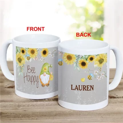 Be Happy Gnome Mug - Personalized Inspirational Gnome Coffee Mug