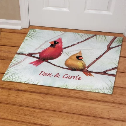 Cardinals Birds Personalized Doormat - Custom Nature Entry Mat