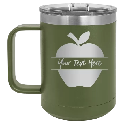 Personalized Apple 15 oz Mug - Olive Green