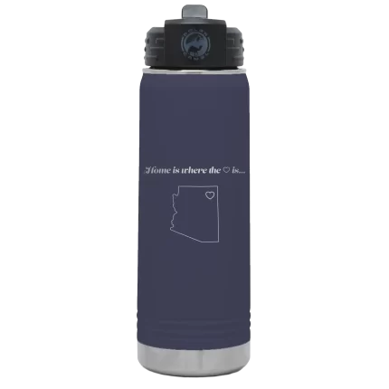 Personalized Arizona Heart 20 oz Water Bottle - Navy