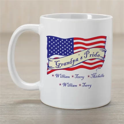 American Pride Ceramic Personalized Coffee Mug - Patriotic Custom USA Coffee Mug