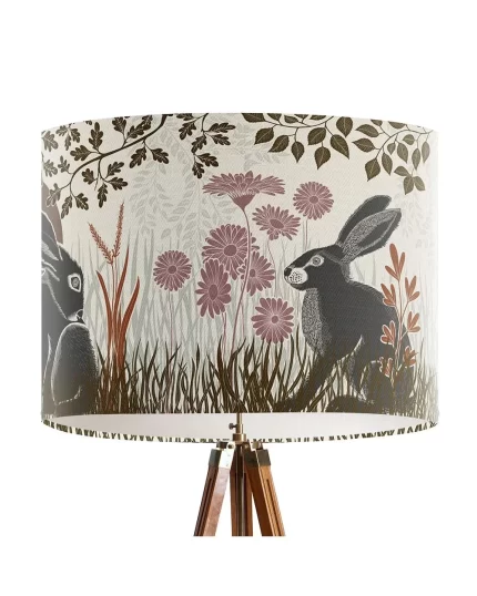 Country Lane Hares, EARTH, Lamp shade, Drum, Pendant Lighting