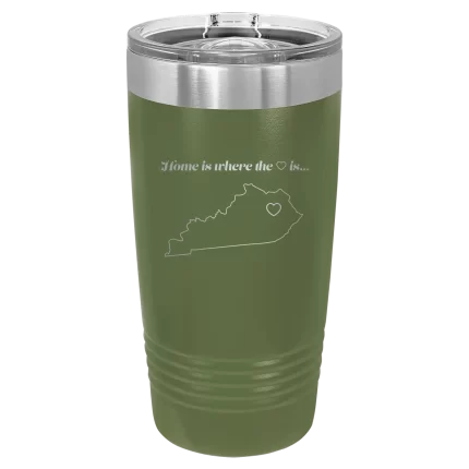 Personalized Kentucky Heart 20 oz Tumbler - Olive Green