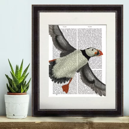 Puffin In Flight, Book Print, Art Print, Wall Art