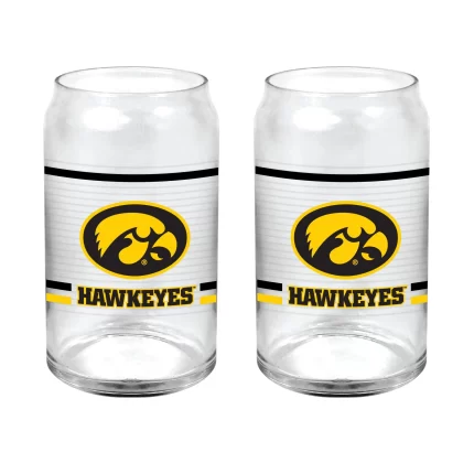 Set of 2 Iowa Hawkeyes 16oz XD Ring Can Glasses
