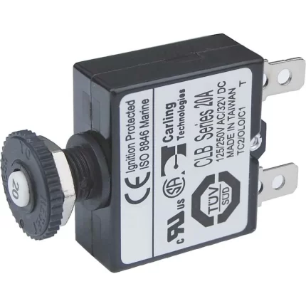 7057 20A Push Button Thermal with Quick Connect Terminals
