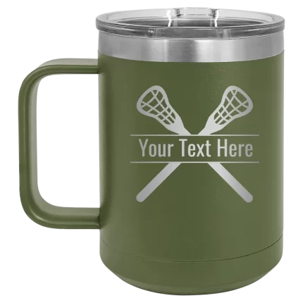 Personalized Lacrosse 15 oz Mug - Olive Green