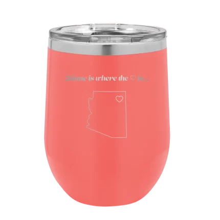 Personalized Arizona Heart Wine Cup - Coral