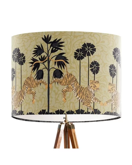 Leaping Tiger Gold, Animalia, Lamp shade, Drum, Pendant Lighting