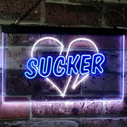 Love Broken Heart Sucker LED Light Sign