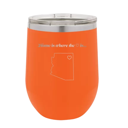 Personalized Arizona Heart Wine Cup - Orange