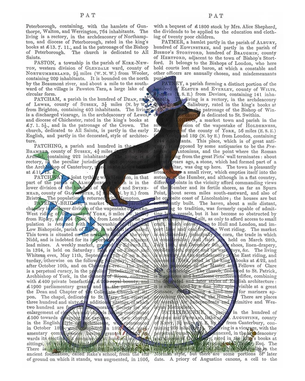 1bDachshund-on-Penny-Farthing-Book-Print-Dog-Art-Print-Wall-Art