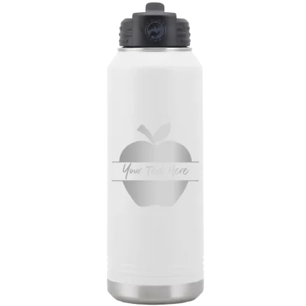 Personalized Apple 32 oz Water Bottle - White