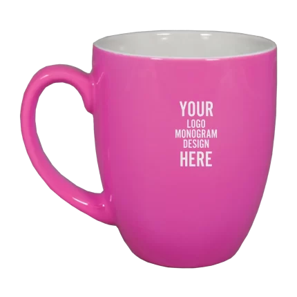 Personalized Ceramic Bistro Coffee Mug - Pink